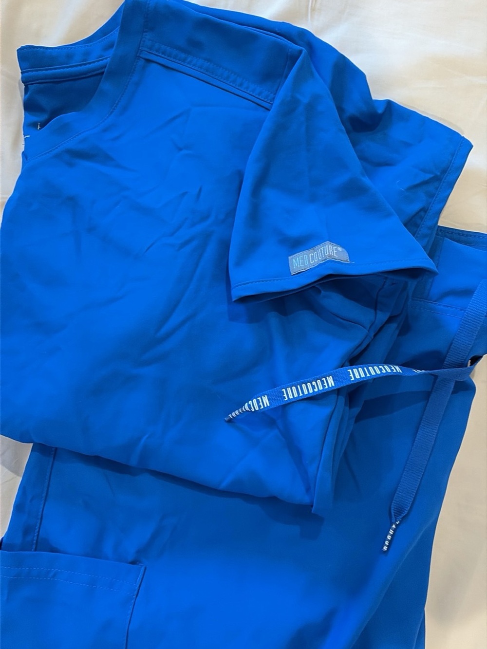 Women’s Med Couture Royal Blue Scrub Top & Bottom Set